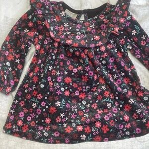 First Impressions Floral Kids Dress - Black and Pink